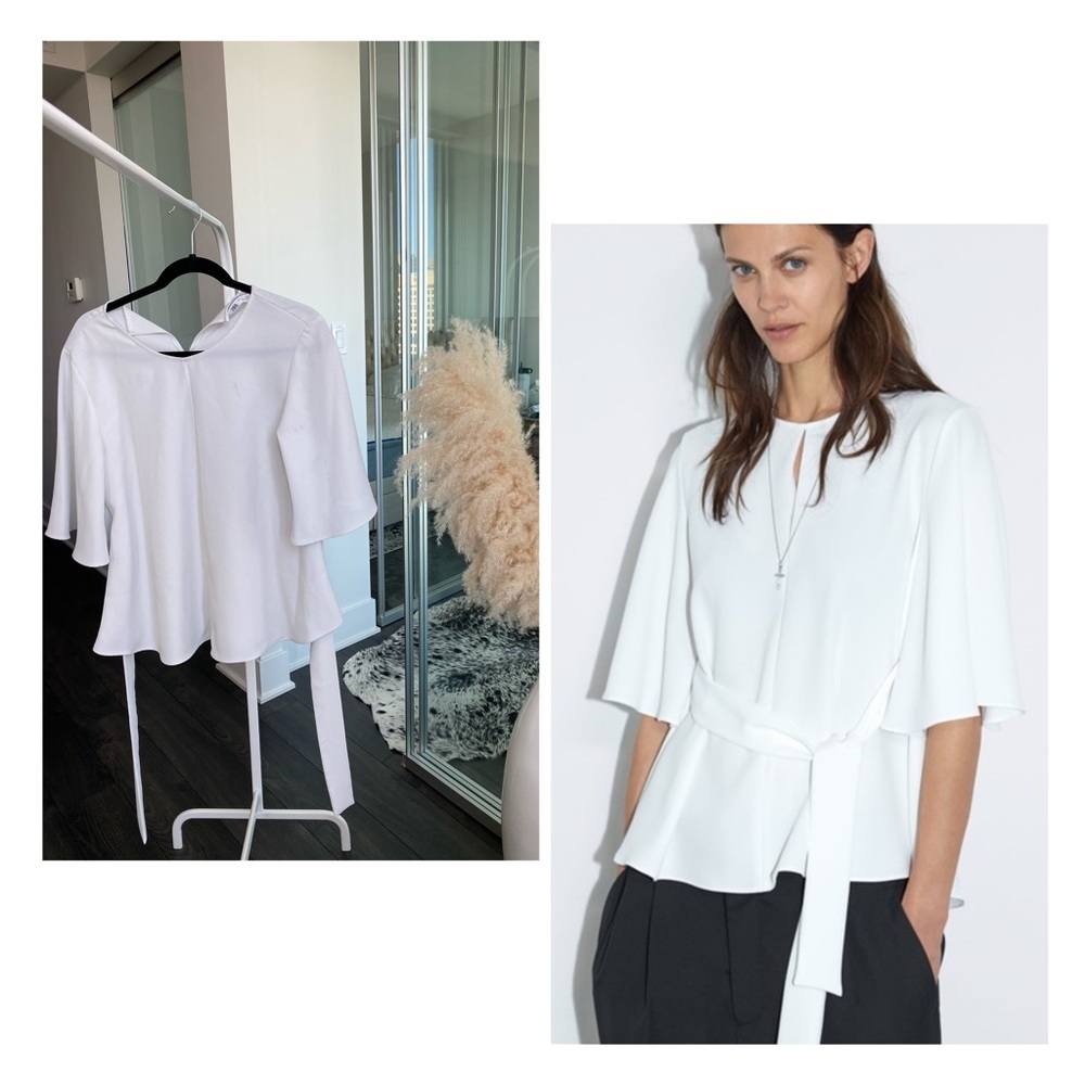 Zara White Wrap Blouse